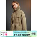 ELLE KIDS童装 中长绗棉派克棉服女童冬季新款巴恩风毛领保暖外套