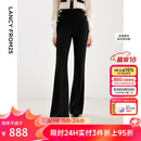 朗姿法式复古高腰时尚显瘦微喇长裤秋季新款高级感西装裤女 黑色 L