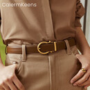 Calermkeens百搭女士皮带女款时尚新款无孔自动扣腰带生日礼物女真皮裤带