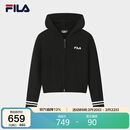 FILA 斐乐官方女士编织衫冬季休闲宽松连帽拉链毛衣开衫