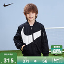 NIKE 耐克童装男女童棉服冬季保暖儿童经典大LOGO休闲棒球领夹克外套