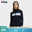 FILA 斐乐官方女士编织外套冬新款时尚休闲修身拼色拉链开衫 传奇蓝-NV S 160/80A/S