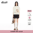 DZZIT地素短裤春秋星星满印雪纺布荷叶边裤子女3J1Q1806W 黄褐色 XS