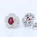 蔻诗哲 COASZEG18K天然鸽血红宝石花朵大耳钉 正红色满镶钻石耳环女款 18k金 鸽血红红宝石共92分（1对)