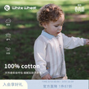 white wheat儿童26春季新款毛衣男女童时髦开衫纯棉宝宝口袋针织衫 浅咖 90 cm