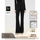 朗姿【精英衣橱】微喇高腰西裤春季新款职业通勤黑色西装裤女 黑色2 M