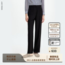 朗姿【精英衣橱 大女主】朗姿高腰修身直筒商务通勤裤秋季新款长裤女 黑色2 M