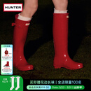 HUNTER雨靴户外露营女鞋惠灵顿经典英伦防水防滑骑士靴女长筒女靴高筒靴 亮面军红色/MLR 38