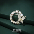 赫莲娜轻奢蝴蝶珍珠胸针毛衣领花西装高档胸针情人节生日礼物送女友 蝴蝶珍珠胸针