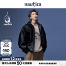nautica white sail【明星同款】白帆×CityBoy中性日系宽松O型复古仿皮衣夹克JW5402 黑色0TB L