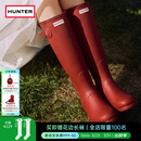 HUNTER雨靴户外露营女鞋惠灵顿经典英伦防水防滑骑士靴女长筒女靴高筒靴 哑光军红色/MLR 39