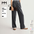 麦檬MM麦檬24秋新品百搭垂感直筒休闲阔腿长裤西装神裤5F5952191 灰绿色5F5952191 L （115-125斤）