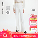 朗姿复古气质显瘦高腰黑色休闲裤喇叭裤马蹄裤2024年夏新款长裤子 白色 M