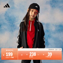 adidas女大童休闲三条纹长袖套装儿童秋季阿迪达斯官方轻运动   黑色/白色   164