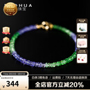 若华（RUOHUA）苏竹 2-3mm18K金坦桑石沙弗莱石榴石手链女手串送礼物 【16cm】