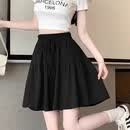 【工厂大促】2026春夏新款松阔腿裤天丝麻冰皱五分裤裤裙短裤 黑色 XL 建议【125-150斤】