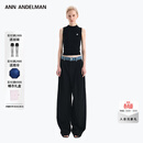 ANN ANDELMAN【王玉雯同款】官方直营 牛仔腰头拼接西裤直筒长裤 黑色 XS