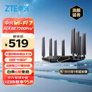 中兴（ZTE）【问天】BE7200Pro+ WiFi7家用无线路由器 双频聚合游戏加速 8颗独立放大器 满血2.5G网口
