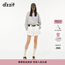 DZZIT地素短裤2026春季新款甜酷风卷边设计棉质收褶A字裤子女3K1QB021B 白色 XS