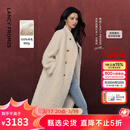 朗姿【王楚然同款 羊毛卷】羊毛设计感仿皮草大衣冬季新款 米白色 M