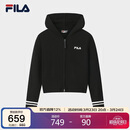 FILA 斐乐官方女士编织衫冬季休闲宽松连帽拉链毛衣开衫