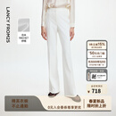 朗姿【精英衣橱】复古显瘦高腰黑色休闲裤喇叭裤马蹄裤夏新款长裤子 白色 M