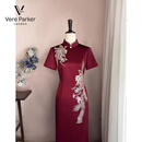 Vere Parker London国际一线品牌高端妈妈重工旗袍秋季新款年轻高贵气质喜婆婆婚宴礼 故宫红 L
