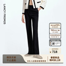 朗姿【精英衣橱】黑色高腰直筒裤通勤百搭西裤高级感长裤秋季新款女 黑色2 M