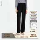 朗姿【精英衣橱 大女主】朗姿高腰修身直筒商务通勤裤秋季新款长裤女 黑色2 M