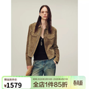 付智恩 风度 埃塞俄比亚进口绒面羊皮挺阔箱型短款真皮夹克外套秋 沙褐色. 柔雾细腻 埃塞俄比亚绒面羊皮 M