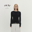 14361436精纺2026春夏新品精纺圆领抽条蕾丝装饰女士套衫 黑 XL