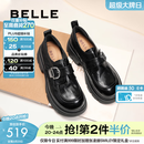 百丽（Belle）张凌赫推荐黑巧乐福鞋女商场英伦风牛皮厚底小皮鞋E1Z1DAM6预售 黑色 37