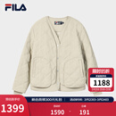 FILA 斐乐官方女士棉服2026春新款时尚休闲绗缝V领假两件保暖外套 卡布奇诺卡其-LK M 165/84A/M