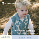 white wheat儿童26春季新款婴童坎肩男童女童休闲背心宝宝纯棉时髦绞花马甲 绿色 100 cm