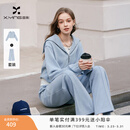 香影蓝色休闲运动套装女2026春装新款假两件卫衣阔腿裤两件套 航线蓝 M