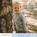 white wheat儿童26春秋装新款长袖男孩纯棉口袋t恤女宝宝打底上衣 灰色 100