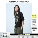 UR2026夏季新款女装美式复古印花圆领短袖T恤UYY460070+ 正黑 S