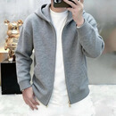 【专柜品牌】高档连帽针织开衫男士2026春秋新款时尚百搭外套 淡灰色 【高档轻奢】 XL 【建议130-150斤】