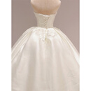 小憨鹿小个子婚纱秋抹胸缎面法式2024季新款新娘一字肩简约蓬蓬裙质感定 拖尾落地1.3米 (拍下送头纱手套 M