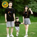 G.duck亲子装一家三口夏装2026新款夏天母女母子纯棉短袖t恤全家装上衣 黑色 175 妈妈L