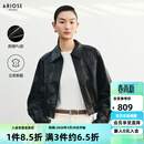 艾诺丝雅诗【商场同款】2026春季新款百搭率性皮夹克短外套PU皮衣女50121022 黑色 M