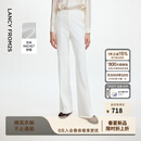 朗姿【精英衣橱】复古显瘦高腰黑色休闲裤喇叭裤马蹄裤夏新款长裤子 白色 M