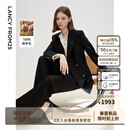 朗姿【精英衣橱】纯羊毛高级感修身黑色职业正装西服外套春新款西装女 黑色2 M