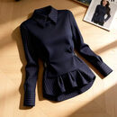 【专柜品质】2026春夏新款时尚假两件衬衫韩系设计百搭休闲衬衣JL 藏青色 L 110-120斤