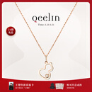Qeelin麒麟官方Wulu系列18K玫瑰金镂空镶钻葫芦项链 玫瑰色18K金 均码