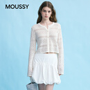 moussy 女装新品简约淑女风通勤薄款针织开衫女028JSX70-1029 010白色 均码