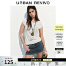 UR2026夏季新款女装趣味休闲萌宠印花短袖T恤UYL460049+ 米白 M