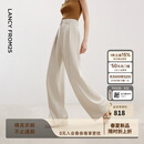 朗姿【精英衣橱】高级感直筒阔腿裤子正装裤子夏季新款职业西装裤长裤 白绒色（常规版） S