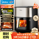 美的（Midea）小炎烤空气炸锅蒸烤一体上下双热源免翻面 多功能家用实用大容量6L 智能可视金属内腔烤箱KZC6054