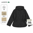 LACOSTE法国鳄鱼女装25秋冬新款菱形绗缝连帽棉服外套|BF2493 031/黑色 M 38